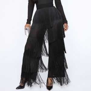 Black Fringe Pants